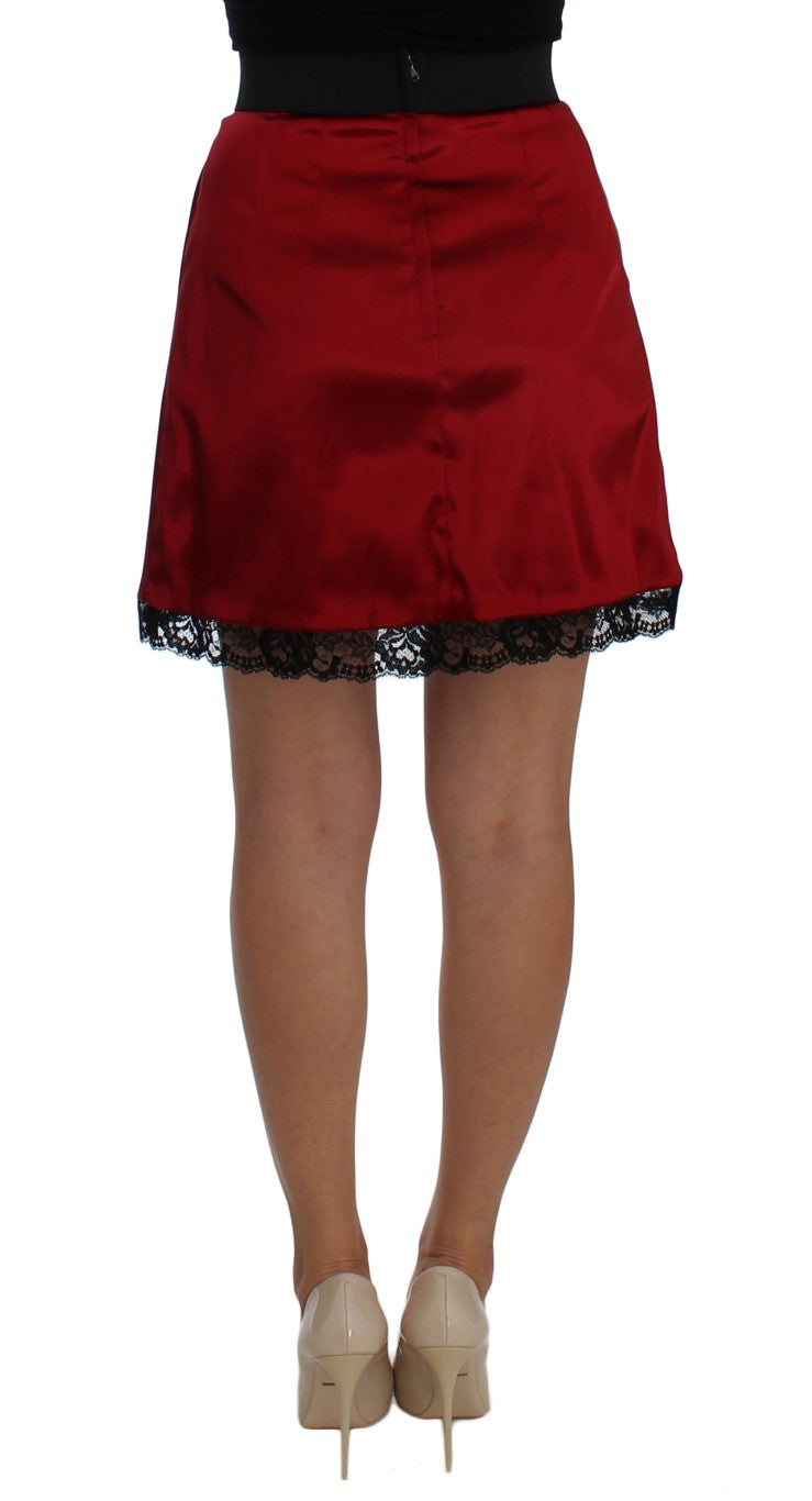 Dolce & Gabbana Elegant Red Lace High-Waist Skirt Dolce & Gabbana