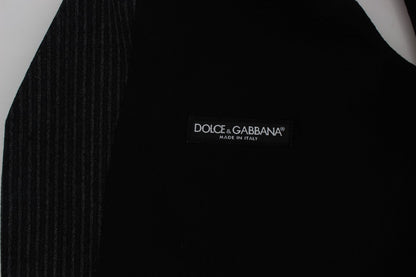 Dolce & Gabbana Elegant Gray Striped Wool Vest Dolce & Gabbana