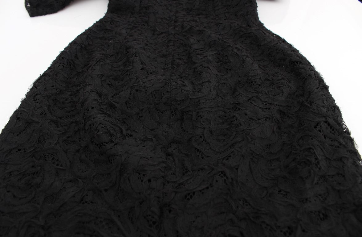 Dolce & Gabbana Elegant Black Floral Lace Maxi Dress Dolce & Gabbana