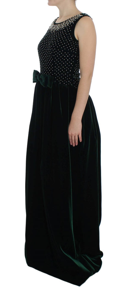 Dolce & Gabbana Enchanted Emerald Velvet Crystal Maxi Dress Dolce & Gabbana