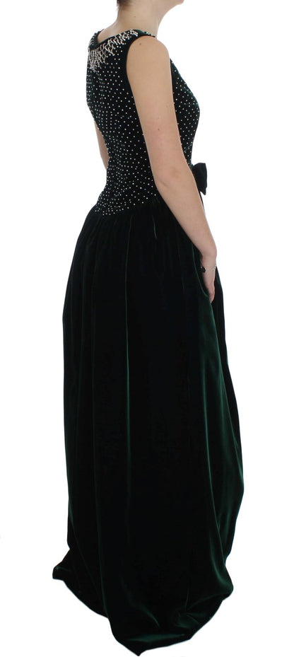 Dolce & Gabbana Enchanted Emerald Velvet Crystal Maxi Dress Dolce & Gabbana