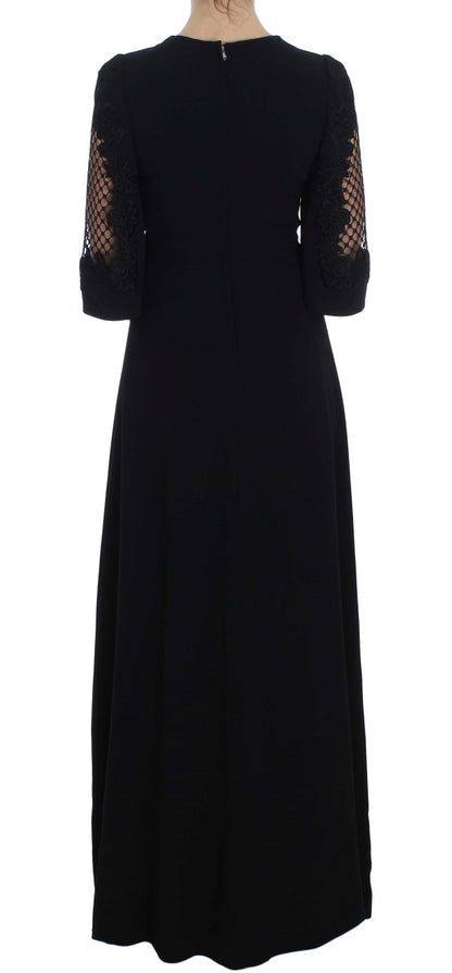 Dolce & Gabbana Elegant Black Wool Cutout Maxi Dress Dolce & Gabbana