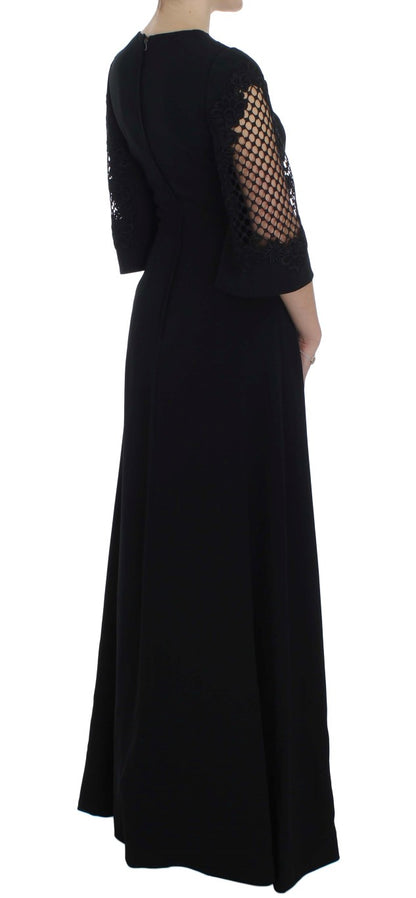 Dolce & Gabbana Elegant Black Wool Cutout Maxi Dress Dolce & Gabbana