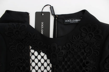 Dolce & Gabbana Elegant Black Wool Cutout Maxi Dress Dolce & Gabbana