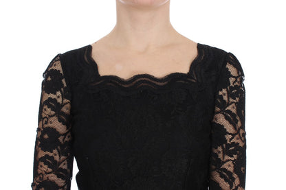 Dolce & Gabbana Elegant Black Floral Lace Maxi Dress Dolce & Gabbana