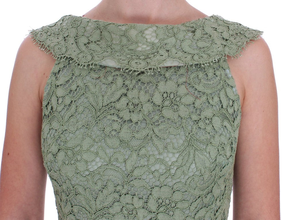 Dolce & Gabbana Elegant Green Floral Lace Maxi Dress Dolce & Gabbana