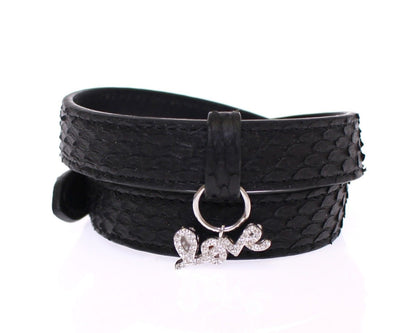 Nialaya Exquisite Black Snakeskin Silver Bracelet Nialaya