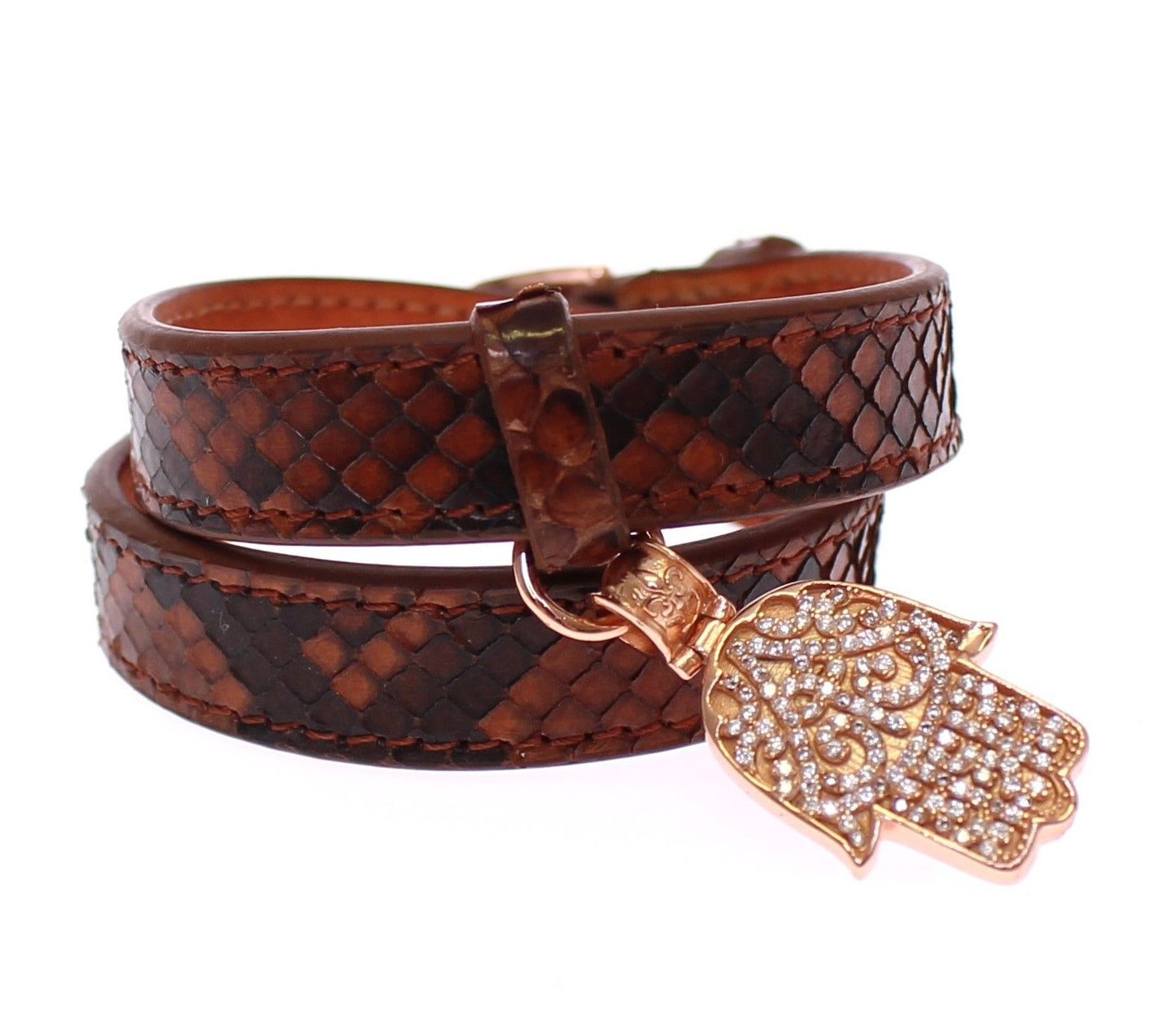 Nialaya Chic Snakeskin Leather & Gold Cuff Bracelet Nialaya