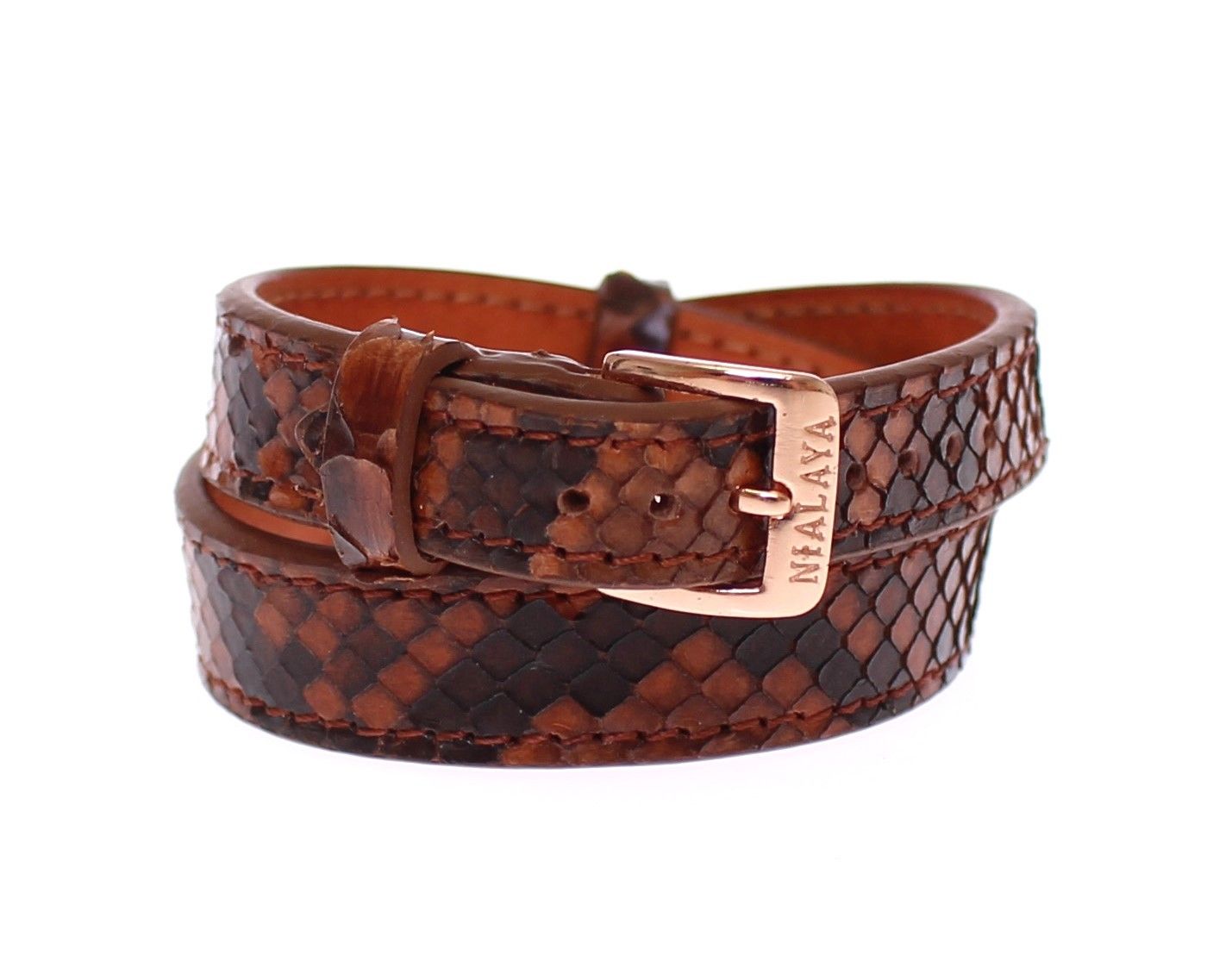 Nialaya Chic Snakeskin Leather & Gold Cuff Bracelet Nialaya