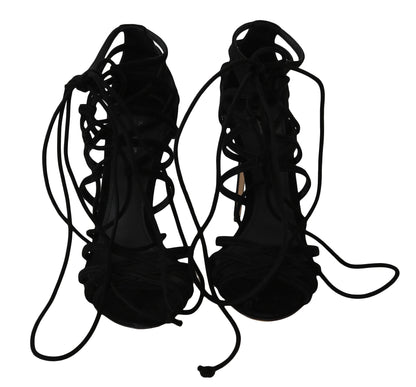 Dolce & Gabbana Elegant Black Suede Gladiator Stilettos Dolce & Gabbana