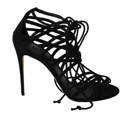 Dolce & Gabbana Elegant Black Suede Gladiator Stilettos Dolce & Gabbana