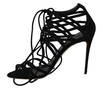 Dolce & Gabbana Elegant Black Suede Gladiator Stilettos Dolce & Gabbana