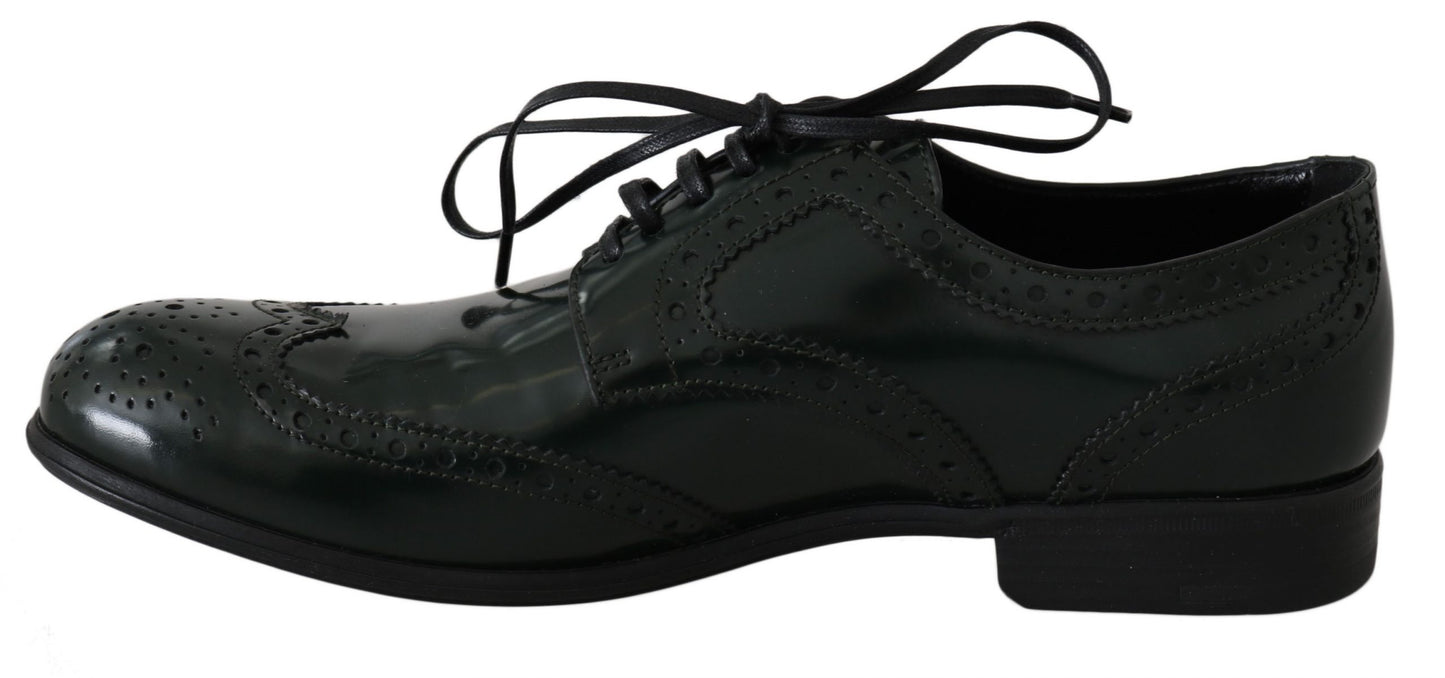 Dolce & Gabbana Elegant Green Brogues Oxford Wingtip Flats Dolce & Gabbana