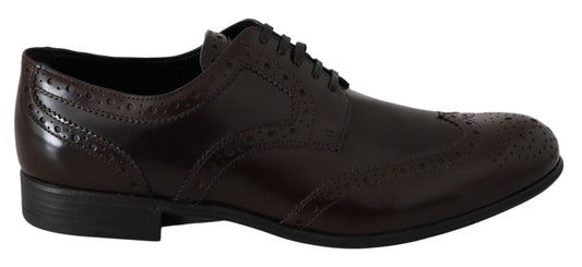 Dolce & Gabbana Elegant Brown Leather Oxford Flats Dolce & Gabbana