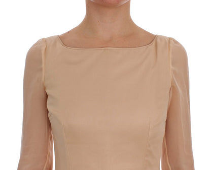 Dolce & Gabbana Elegant Beige Silk Full Length Sheath Dress Dolce & Gabbana