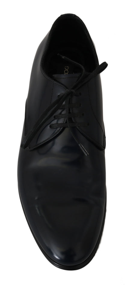 Dolce & Gabbana Elegant Dark Blue Leather Derby Dress Shoes Dolce & Gabbana