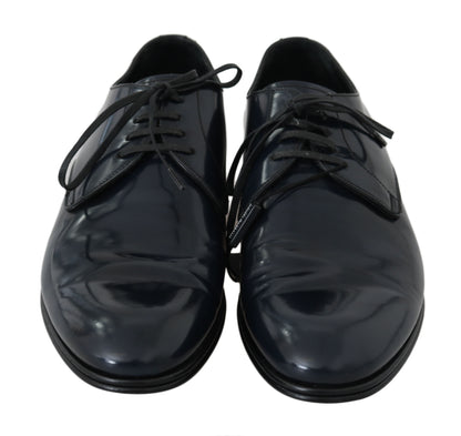 Dolce & Gabbana Elegant Dark Blue Leather Derby Dress Shoes Dolce & Gabbana