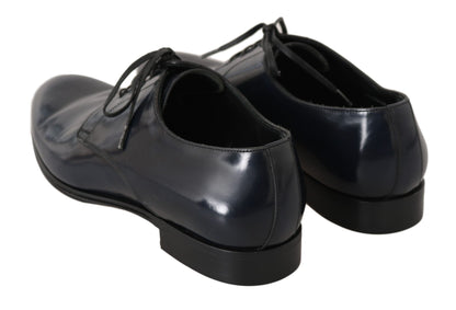 Dolce & Gabbana Elegant Dark Blue Leather Derby Dress Shoes Dolce & Gabbana