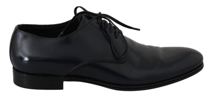 Dolce & Gabbana Elegant Dark Blue Leather Derby Dress Shoes Dolce & Gabbana