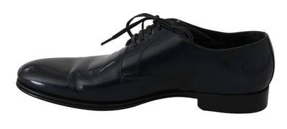 Dolce & Gabbana Elegant Dark Blue Leather Derby Dress Shoes Dolce & Gabbana