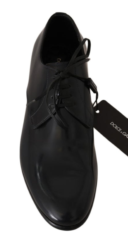 Dolce & Gabbana Elegant Dark Blue Leather Derby Shoes Dolce & Gabbana