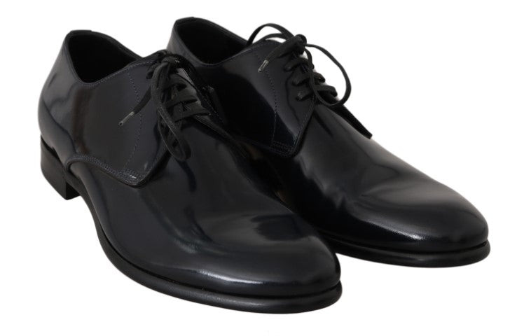 Dolce & Gabbana Elegant Dark Blue Leather Derby Shoes Dolce & Gabbana