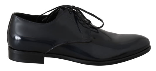 Dolce & Gabbana Elegant Dark Blue Leather Derby Shoes Dolce & Gabbana