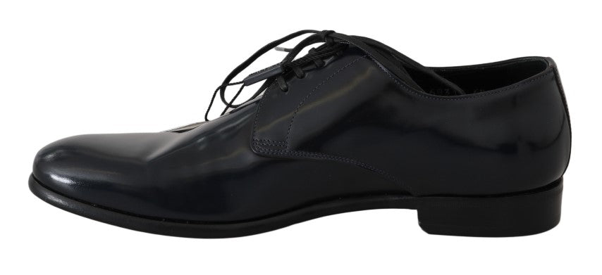 Dolce & Gabbana Elegant Dark Blue Leather Derby Shoes Dolce & Gabbana