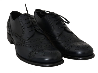 Dolce & Gabbana Elegant Blue Leather Wingtip Derby Shoes Dolce & Gabbana