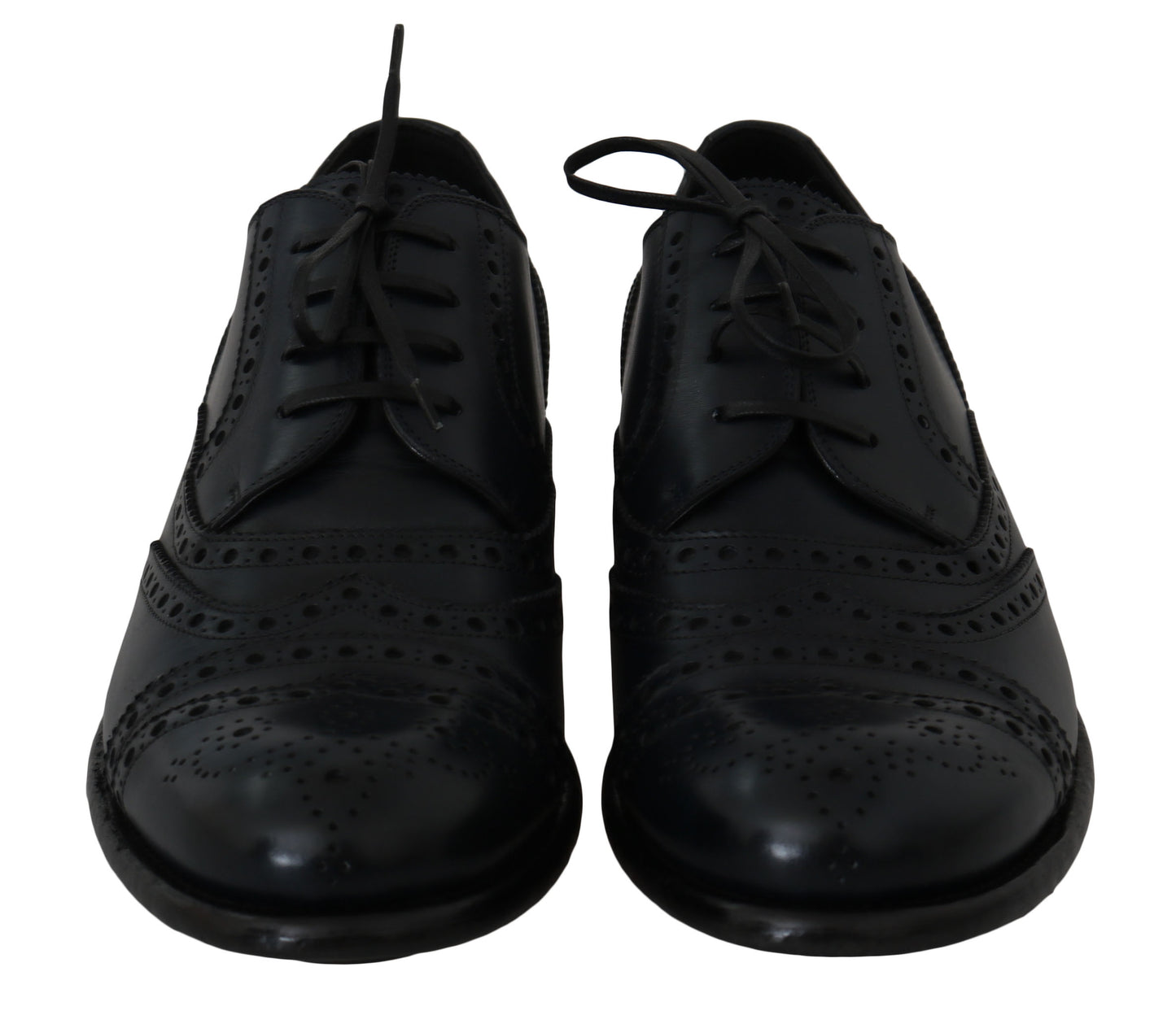 Dolce & Gabbana Elegant Blue Leather Wingtip Derby Shoes Dolce & Gabbana