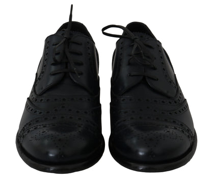 Dolce & Gabbana Elegant Blue Leather Wingtip Derby Shoes Dolce & Gabbana