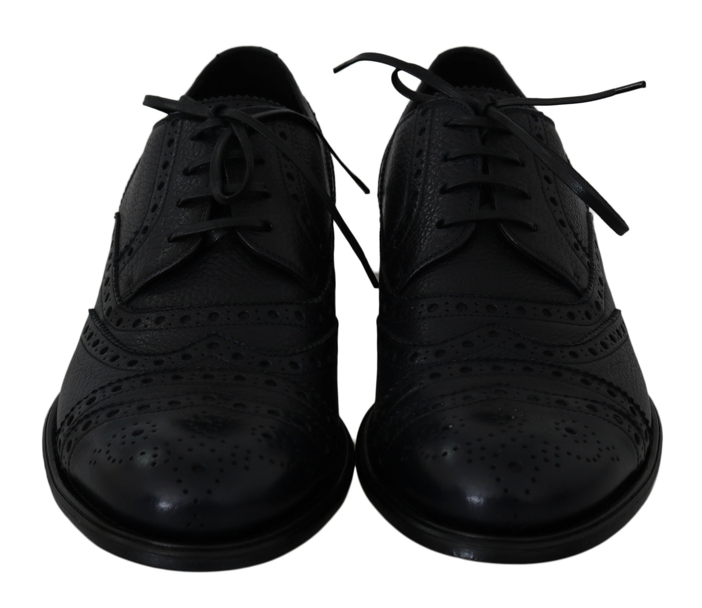 Dolce & Gabbana Elegant Dark Blue Wingtip Derby Dress Shoes Dolce & Gabbana