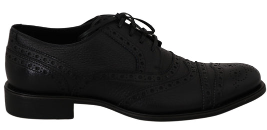 Dolce & Gabbana Elegant Dark Blue Wingtip Derby Dress Shoes Dolce & Gabbana