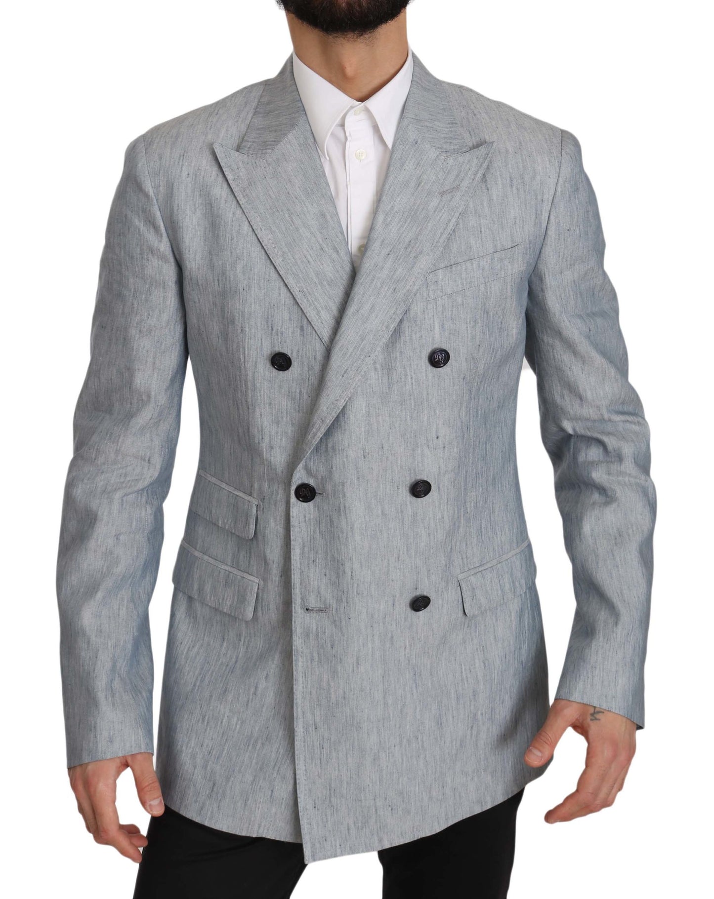 Dolce & Gabbana Elegant Light Blue Double Breasted Blazer Dolce & Gabbana