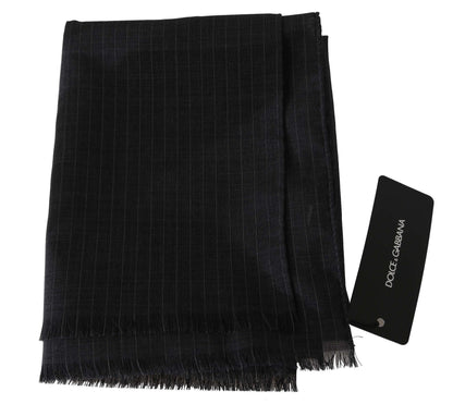 Dolce & Gabbana Elegant Gray Striped Wool Men's Scarf Dolce & Gabbana