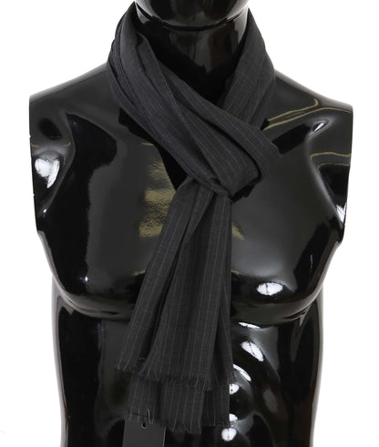 Dolce & Gabbana Elegant Gray Striped Wool Men's Scarf Dolce & Gabbana