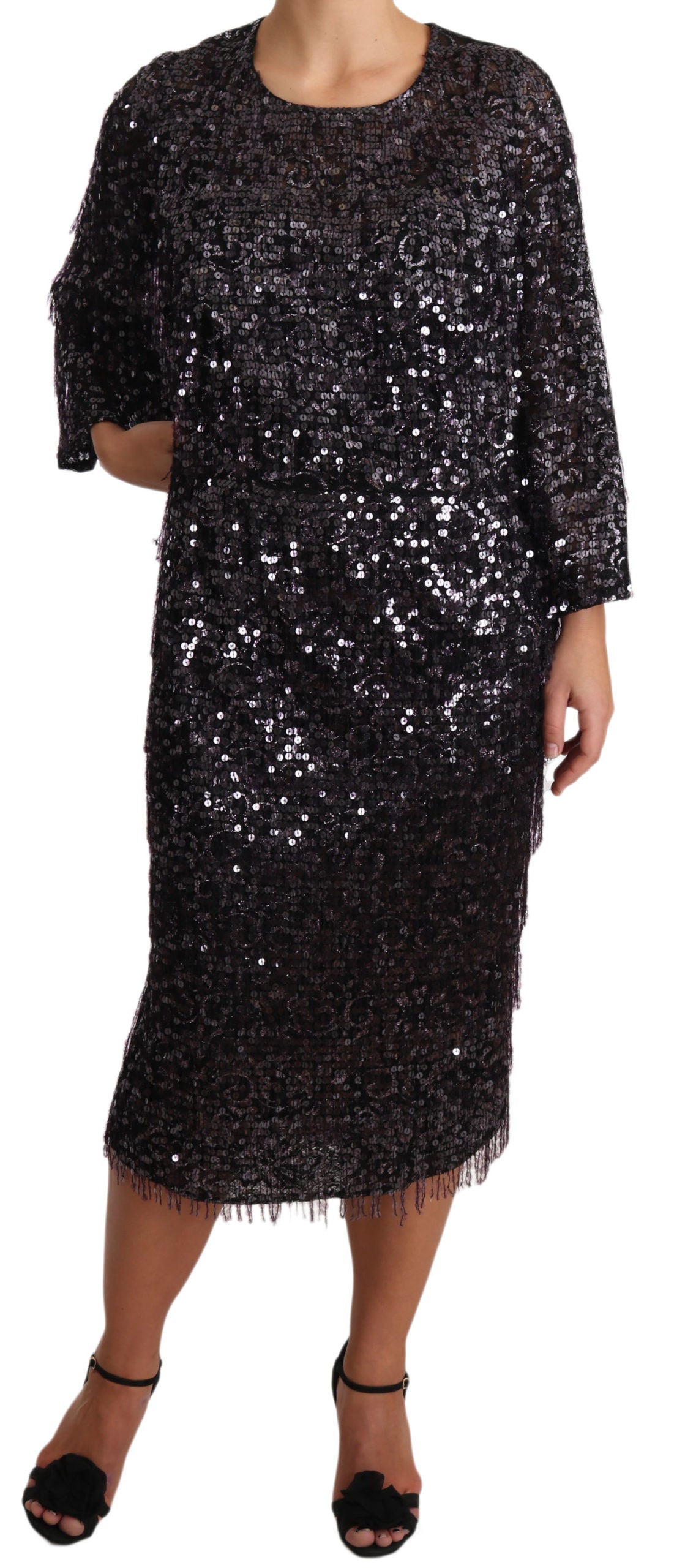 Dolce & Gabbana Sequined Shift Midi Dress – Timeless Elegance Dolce & Gabbana