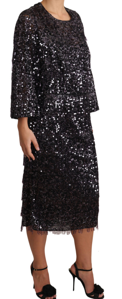 Dolce & Gabbana Sequined Shift Midi Dress – Timeless Elegance Dolce & Gabbana