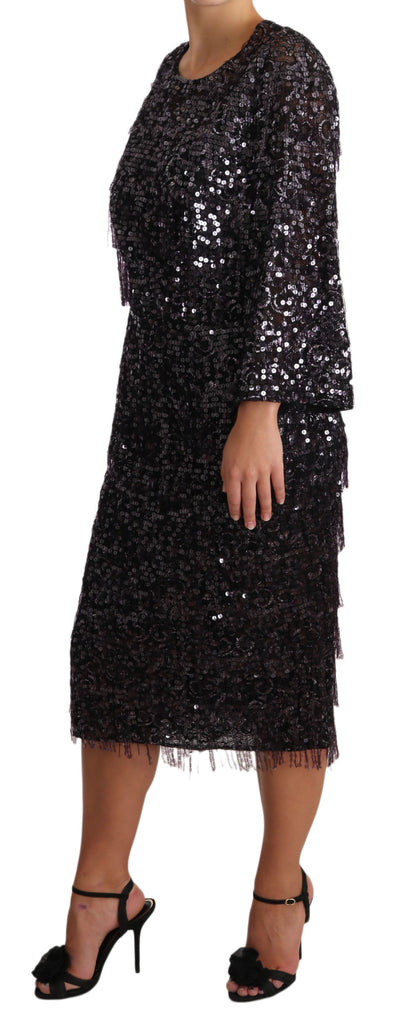 Dolce & Gabbana Sequined Shift Midi Dress – Timeless Elegance Dolce & Gabbana