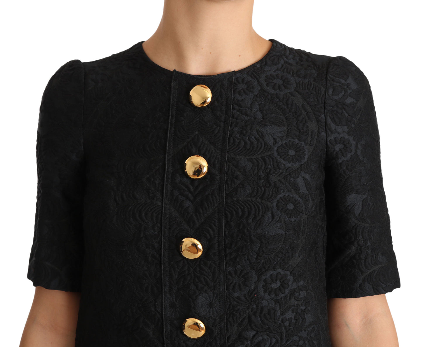 Dolce & Gabbana Elegant Black Button Embellished Mini Dress Dolce & Gabbana