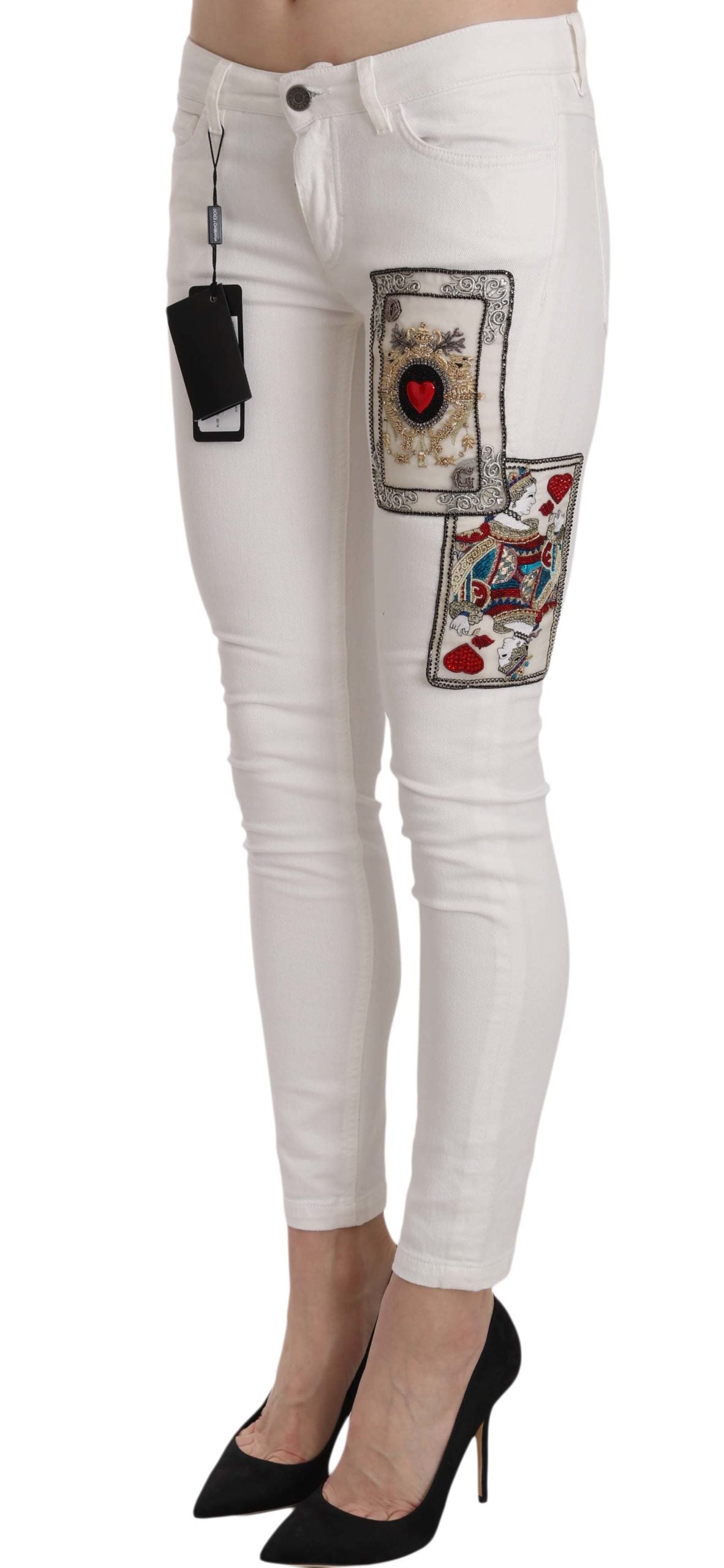 Dolce & Gabbana Queen Of Hearts Embellished Skinny Pants Dolce & Gabbana