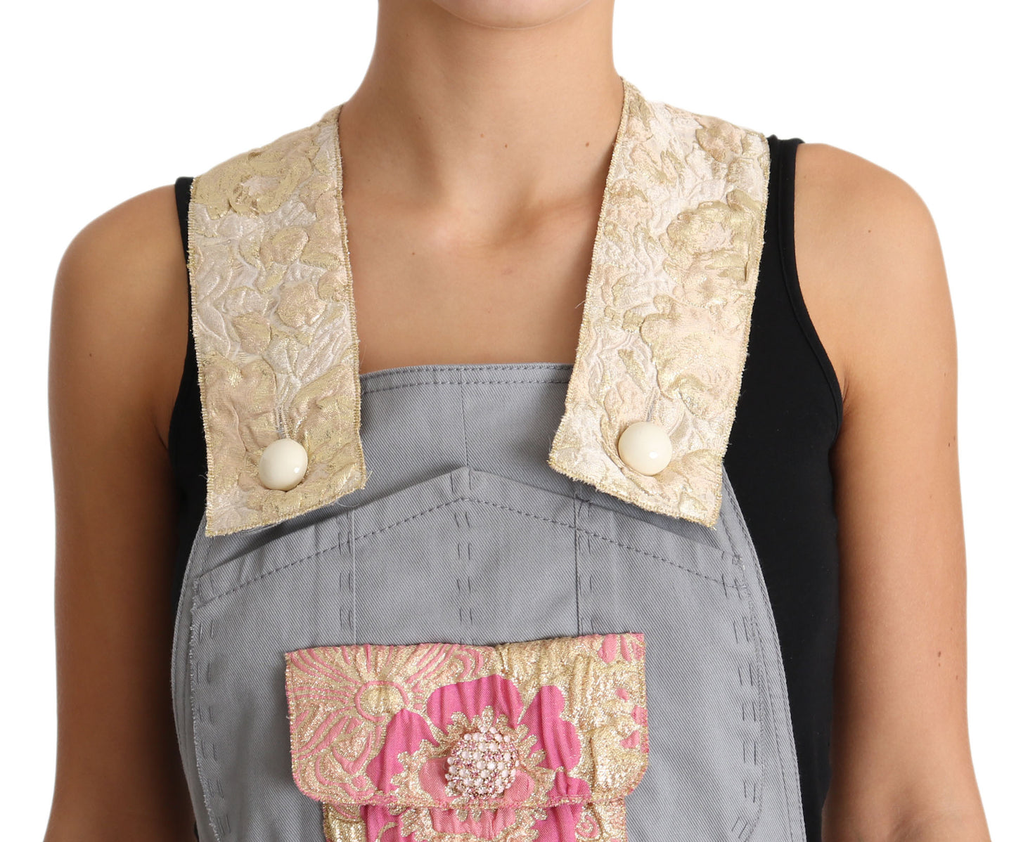 Dolce & Gabbana Exquisite Floral Embellished Denim Overalls Dolce & Gabbana