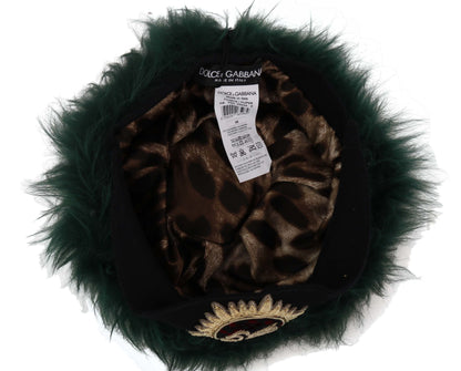 Dolce & Gabbana Elegant Emerald Cashmere Cloche Cap Dolce & Gabbana