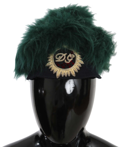 Dolce & Gabbana Elegant Emerald Cashmere Cloche Cap Dolce & Gabbana