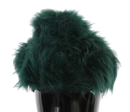 Dolce & Gabbana Elegant Emerald Cashmere Cloche Cap Dolce & Gabbana