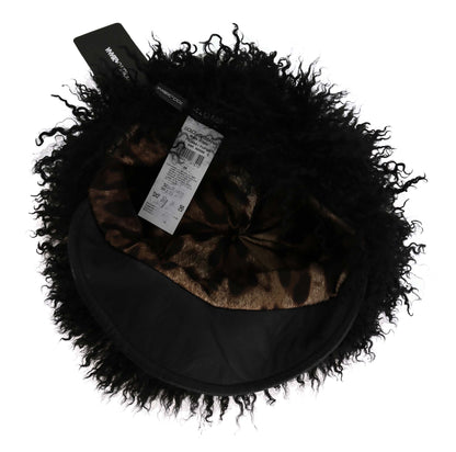 Dolce & Gabbana Chic Black Gatsby Cap in Tibet Lamb Fur Dolce & Gabbana