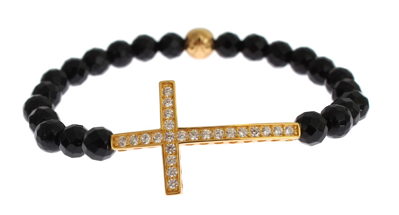 Nialaya Gold Plated Sterling Bracelet with CZ Diamond Cross Nialaya