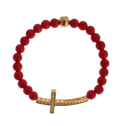 Nialaya Elegant Gold and Red Coral Beaded Bracelet Nialaya