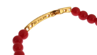 Nialaya Elegant Gold and Red Coral Beaded Bracelet Nialaya