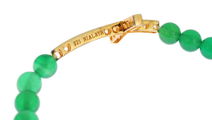 Nialaya Elegant Green Jade Bead & Gold Plated Bracelet Nialaya